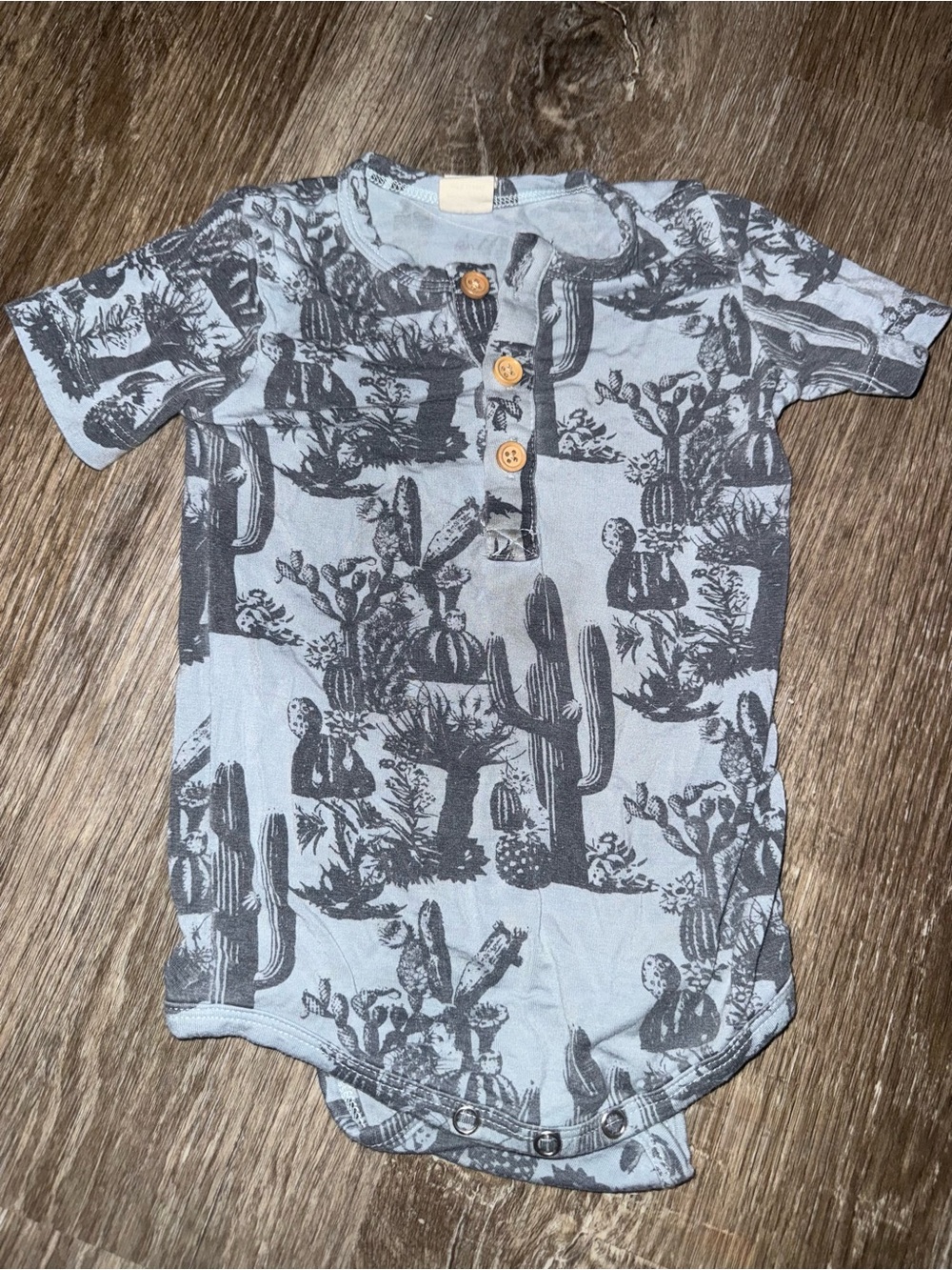 🌵🤍 Kate Quinn Bamboo Cactus Henley Bodysuit – Size 6/12 Months | GUC 🤍🌵